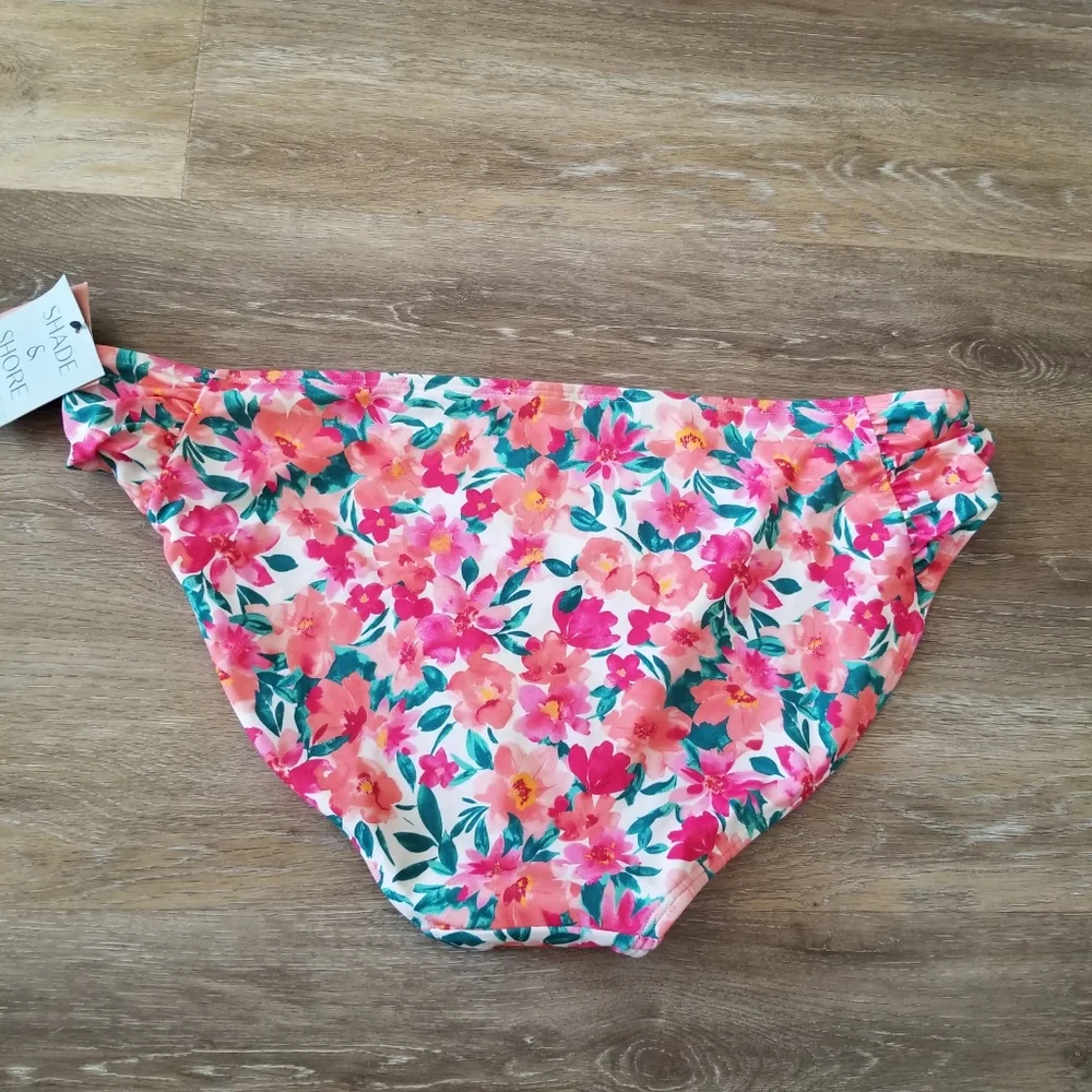 NWT Shade & Shore Floral Low Rise Full Coverage Bikini Bottom Size XL